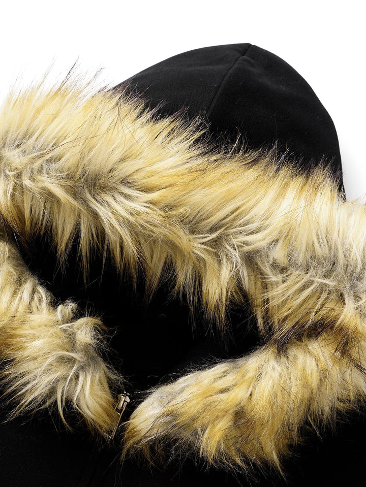 Faux Fur Trim Zip Hoodie