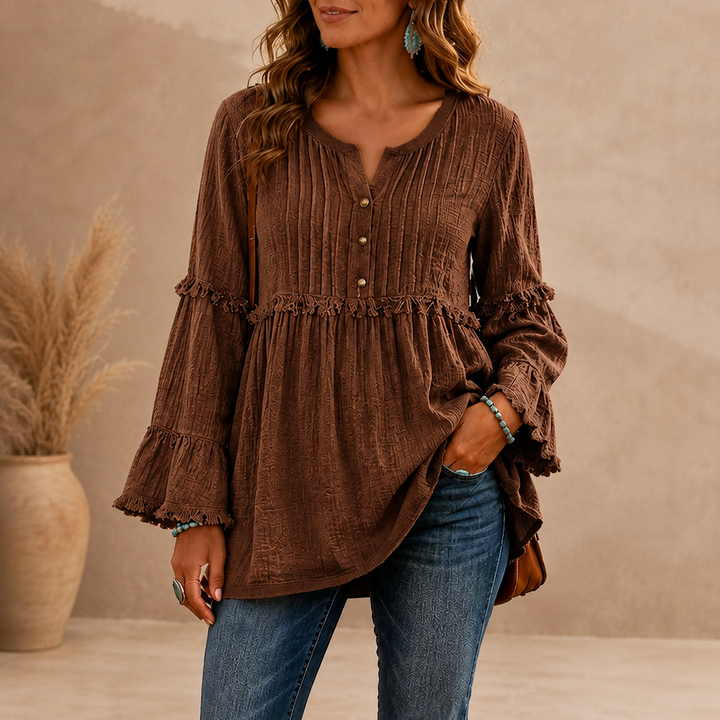 Everly™ Textured Ruffle Blouse