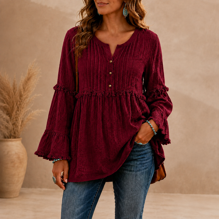 Everly™ Textured Ruffle Blouse