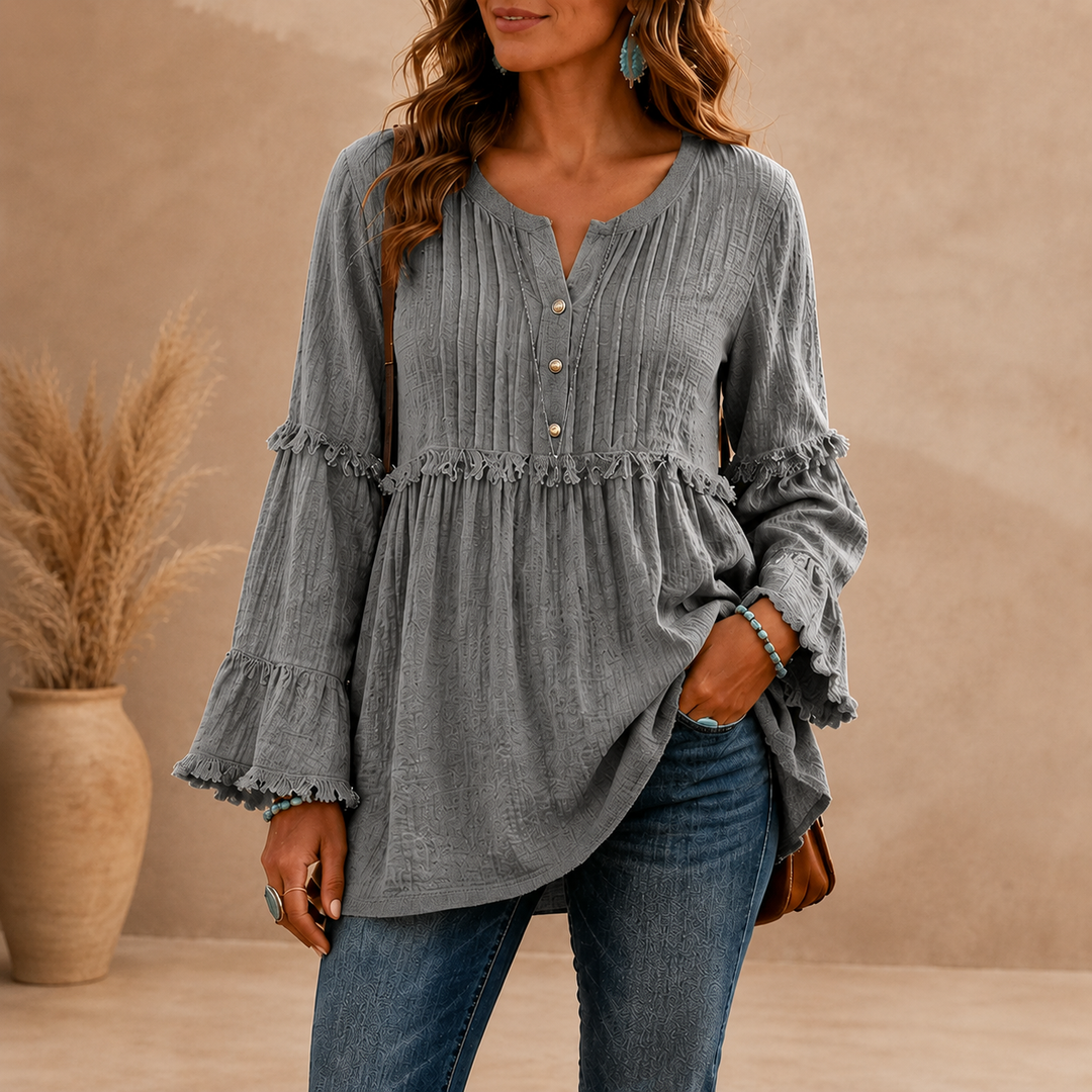 Everly™ Textured Ruffle Blouse