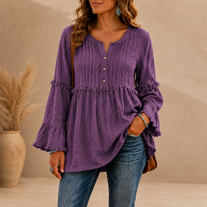 Everly™ Textured Ruffle Blouse