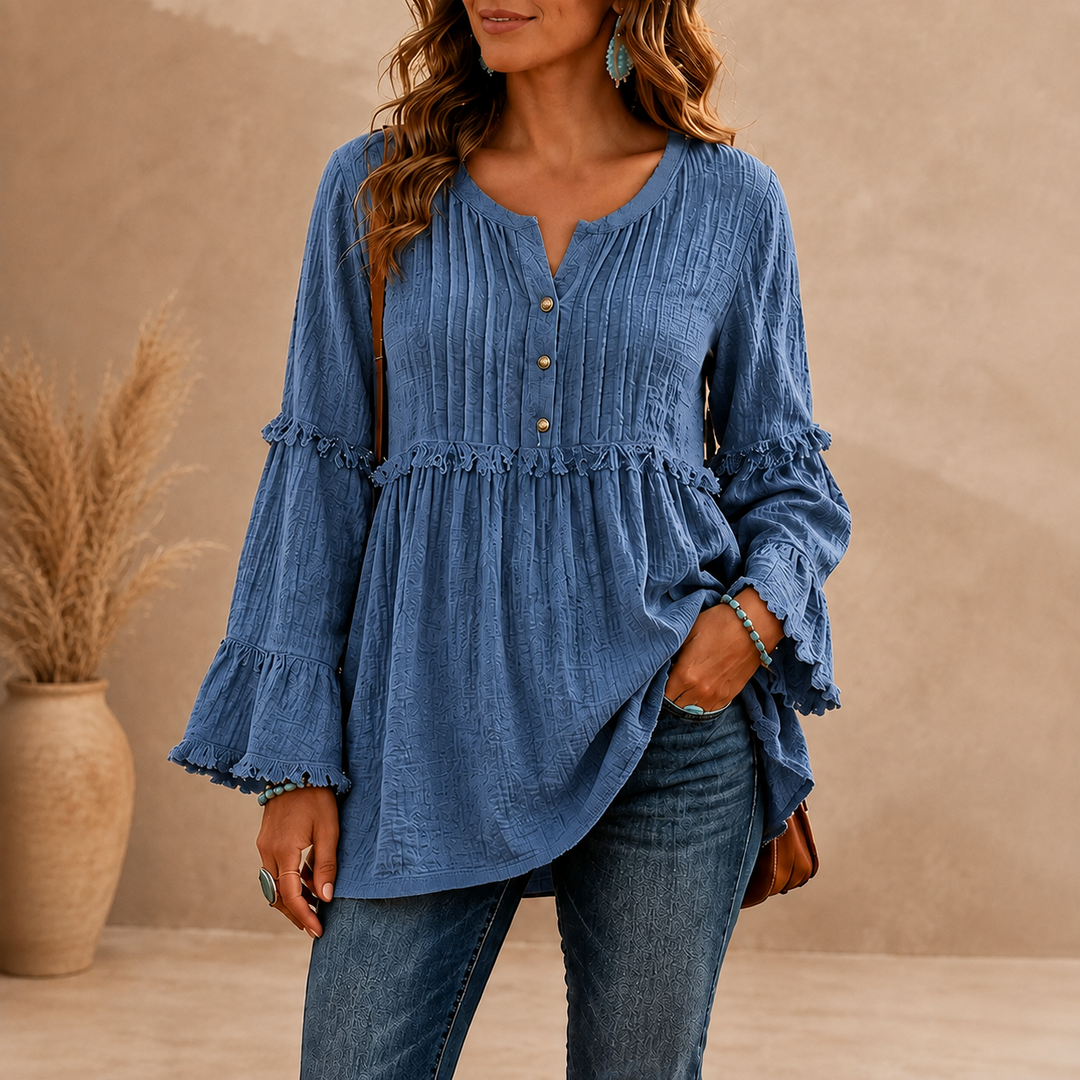 Everly™ Textured Ruffle Blouse