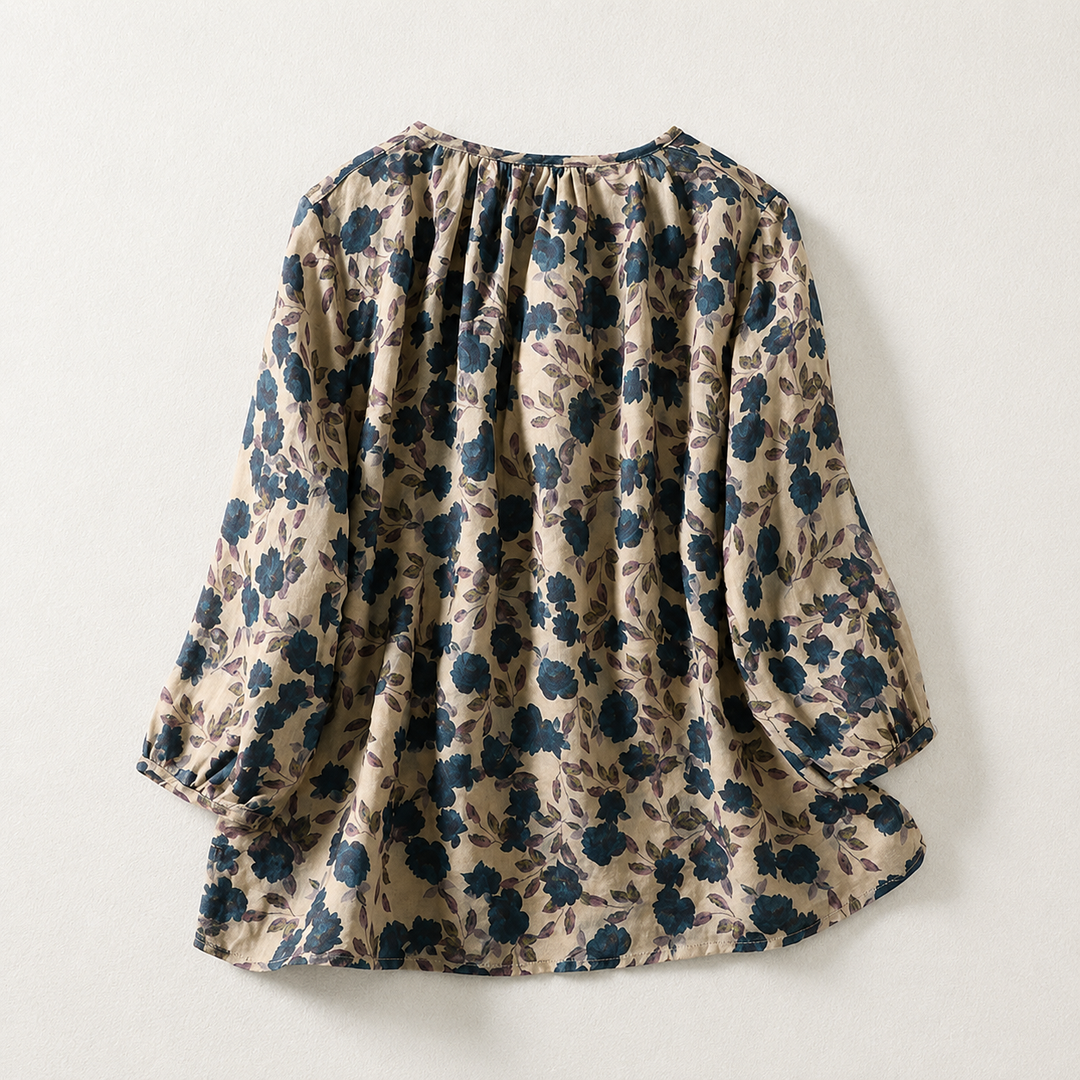 Elise Floral Cotton Linen Top
