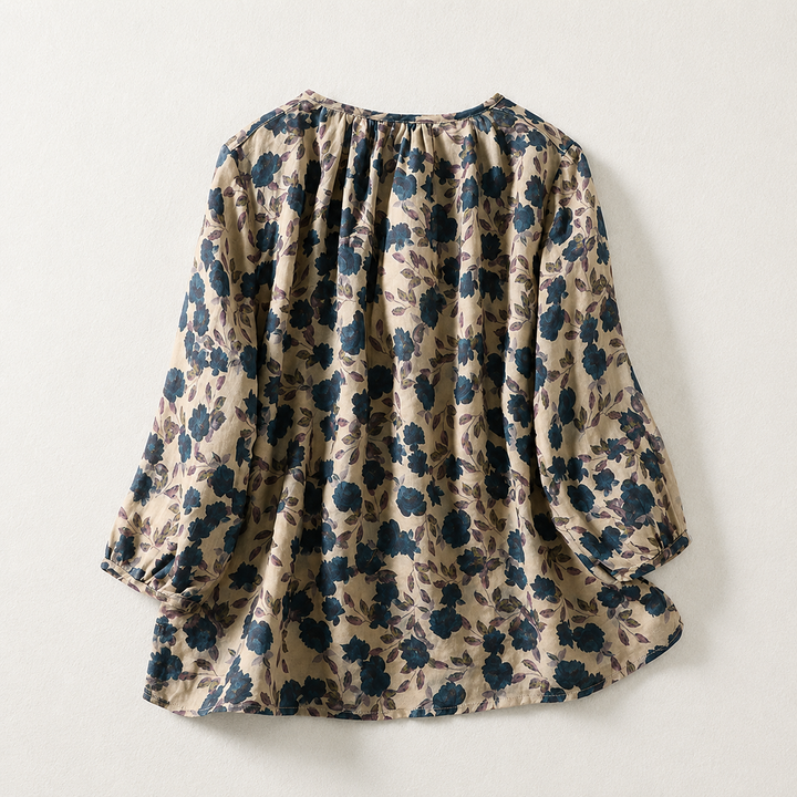 Elise Floral Cotton Linen Top