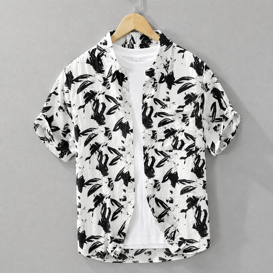 Auren Abstract Cotton Linen Shirt