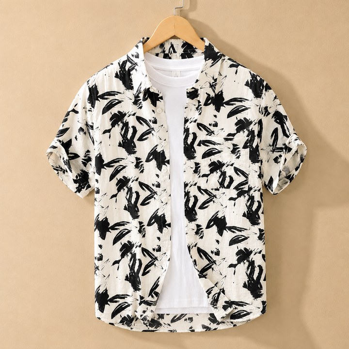 Auren Abstract Cotton Linen Shirt