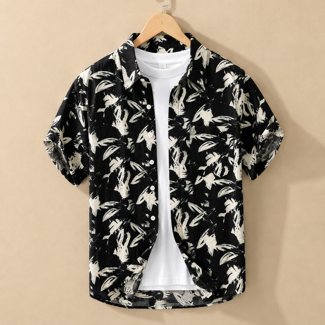 Auren Abstract Cotton Linen Shirt