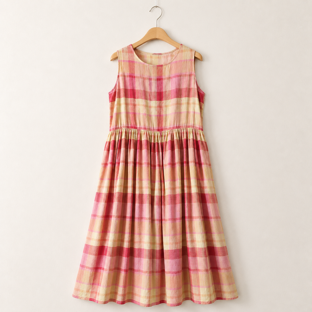 Aveline Cotton Plaid Maxi Dress