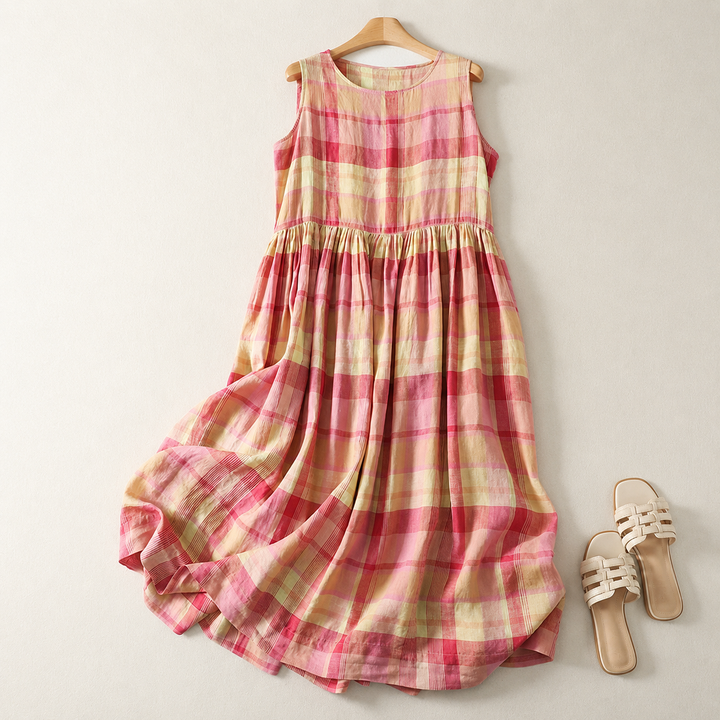 Aveline Cotton Plaid Maxi Dress