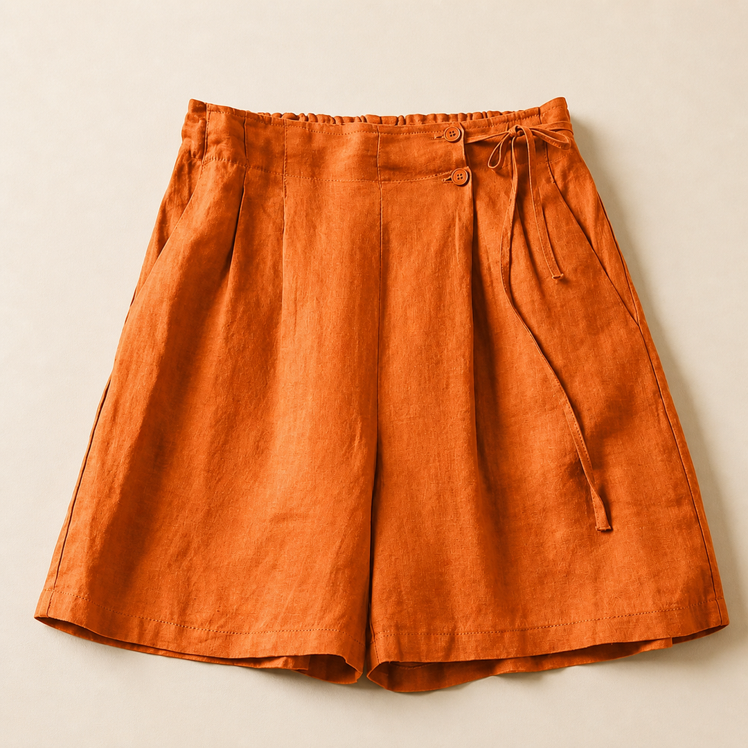 Amara Cotton Linen Wrap Shorts