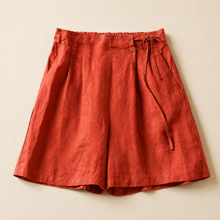 Amara Cotton Linen Wrap Shorts
