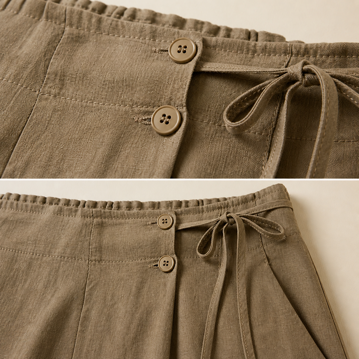 Amara Cotton Linen Wrap Shorts