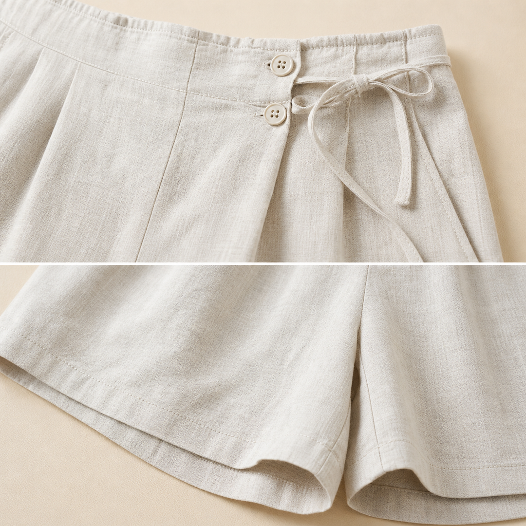 Amara Cotton Linen Wrap Shorts