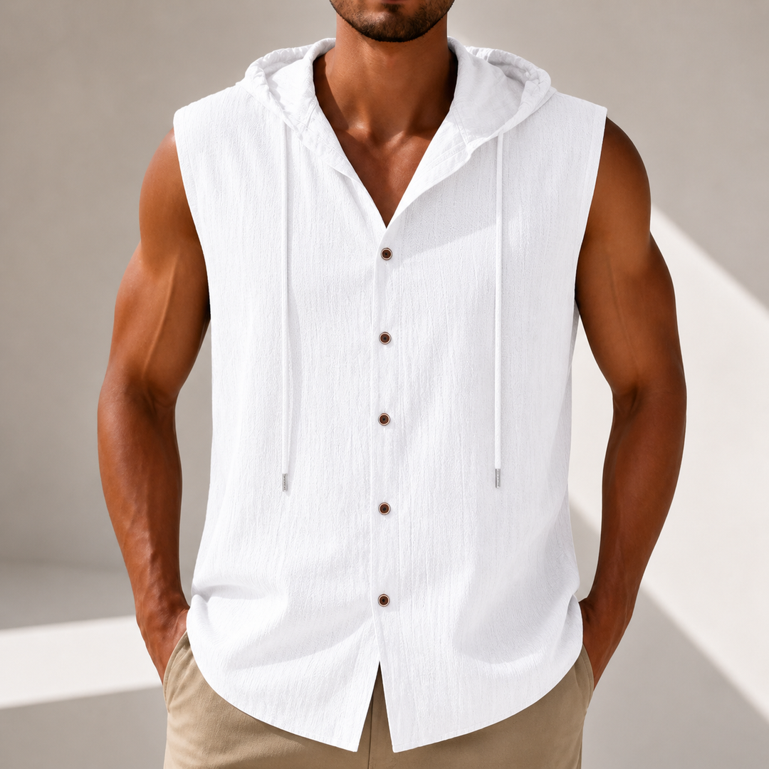 Arden Linen Hooded Button-Up Shirt