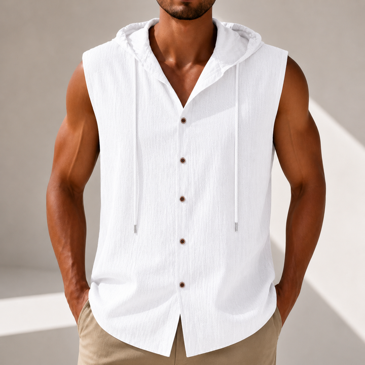 Arden Linen Hooded Button-Up Shirt