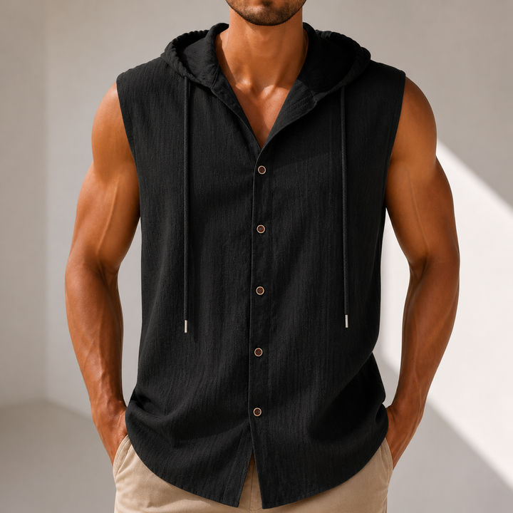 Arden Linen Hooded Button-Up Shirt