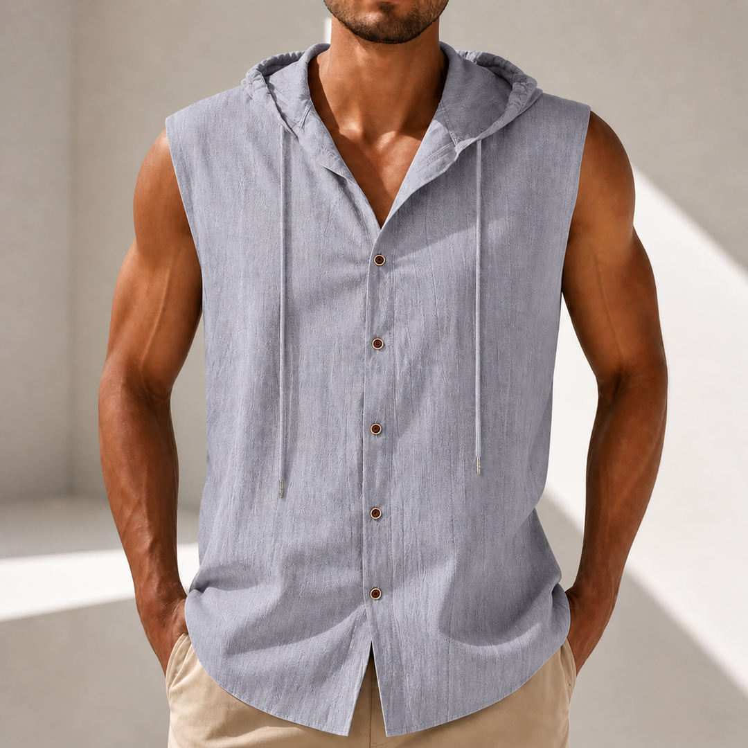 Arden Linen Hooded Button-Up Shirt