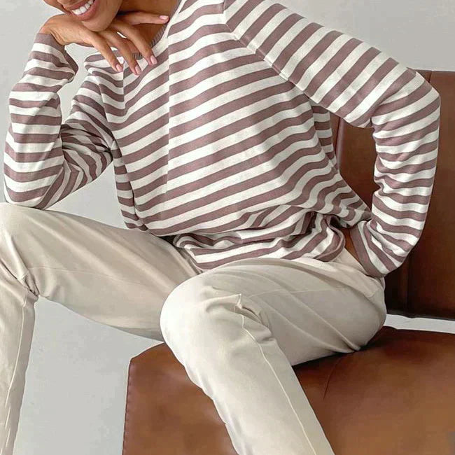 Elara Striped Knit Long Sleeve Top