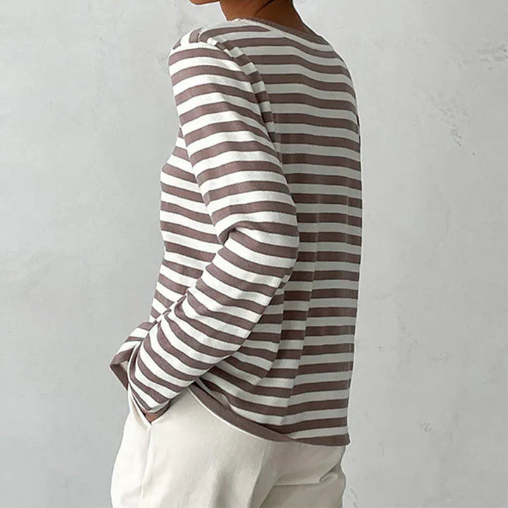 Elara Striped Knit Long Sleeve Top