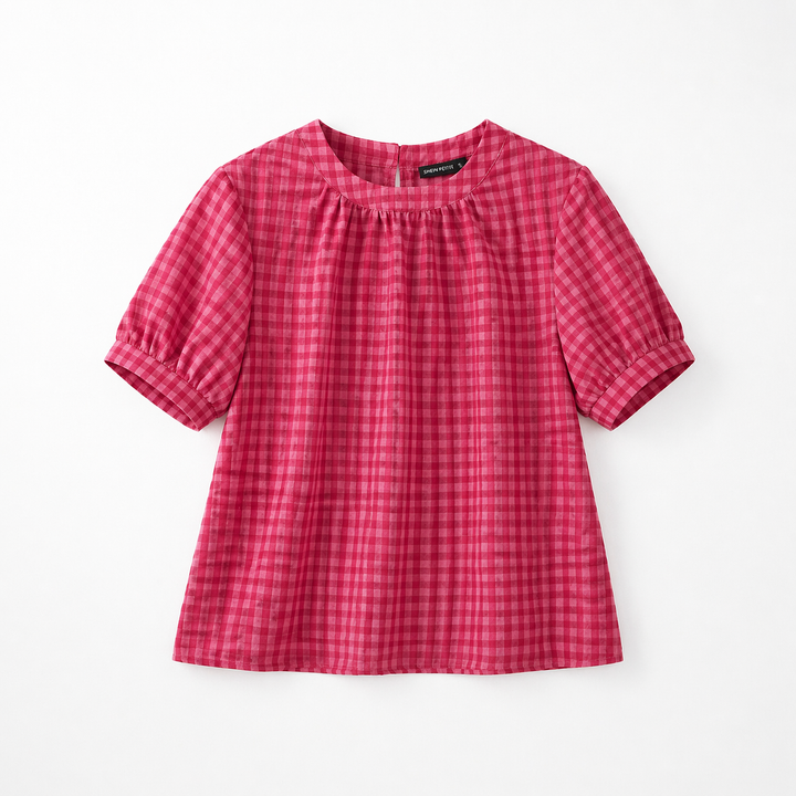 Daisy Gingham Puff Sleeve Blouse
