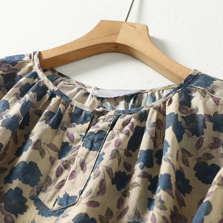 Elise Floral Cotton Linen Top
