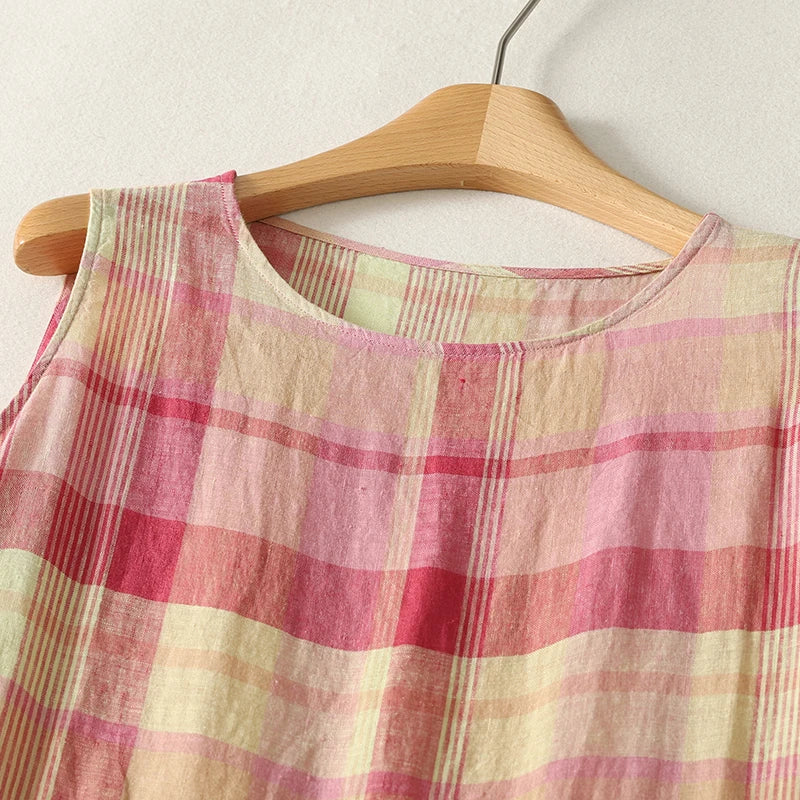 Aveline Cotton Plaid Maxi Dress