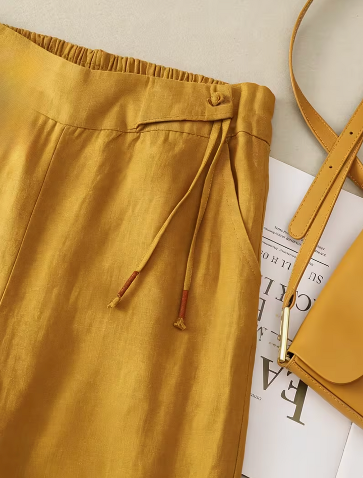 Anya Cotton Linen Wide Leg Pants