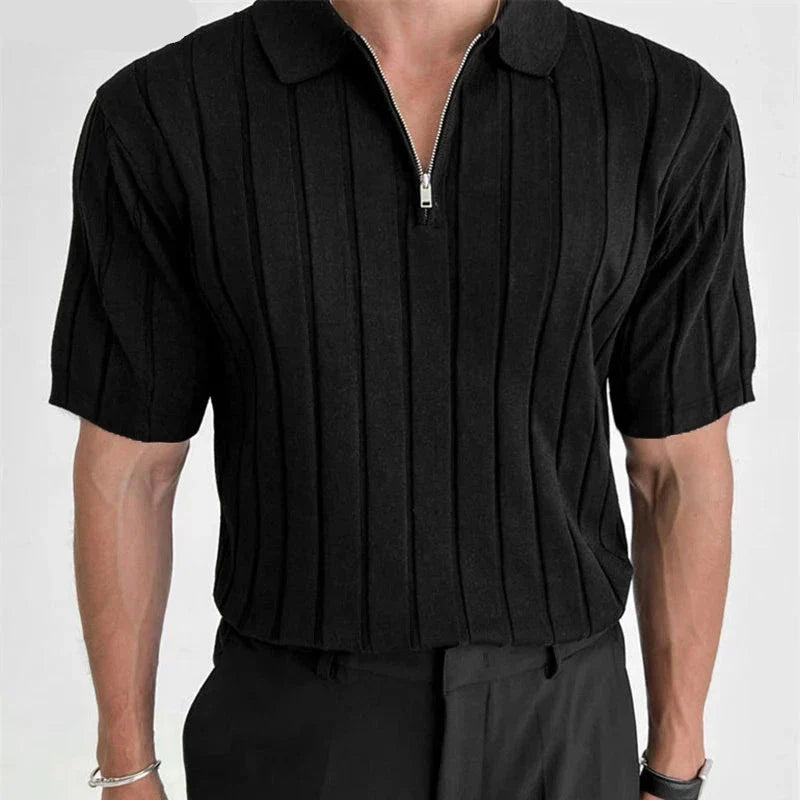 Knit Quarter-Zip Short Sleeve Polo
